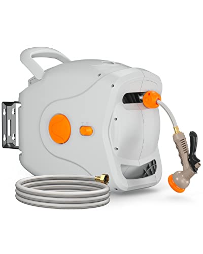 FIILPOW Retractable Garden Hose Reel 82 FT 5/8