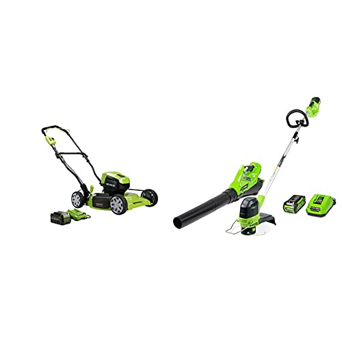 Greenworks 40V 19 Inch Brushless Cordless Push Mower, String Trimmer ...