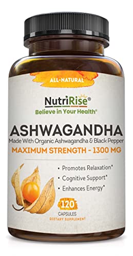 Organic Ashwagandha Capsules - High Potency 1300 mg: Ultimate Natural ...