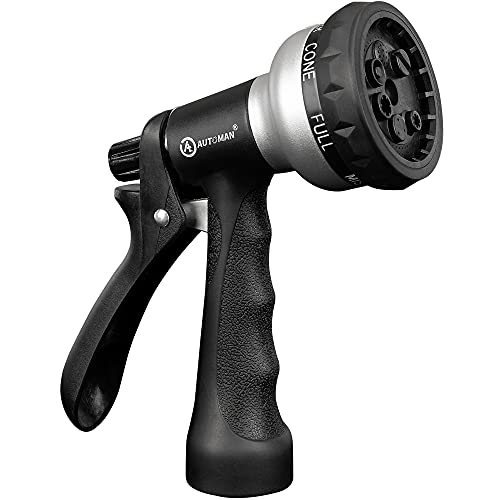 AUTOMAN-Garden-Hose-Nozzle, ABS Water Spray Nozzle, 7 Adjustable Watering Patterns, Slip ...