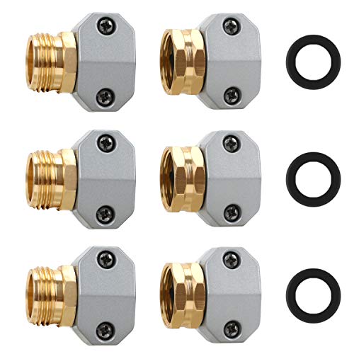 STYDDI Garden Hose Repair Connector Fitting, Aluminum Mender Female and ...