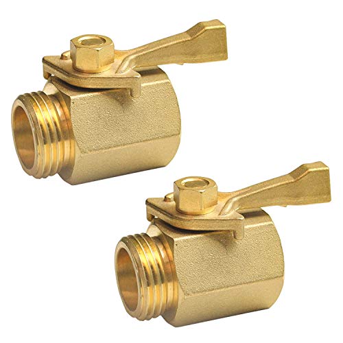 Hourleey Brass Garden Hose Shut Off Valve, 2 Pack with ...