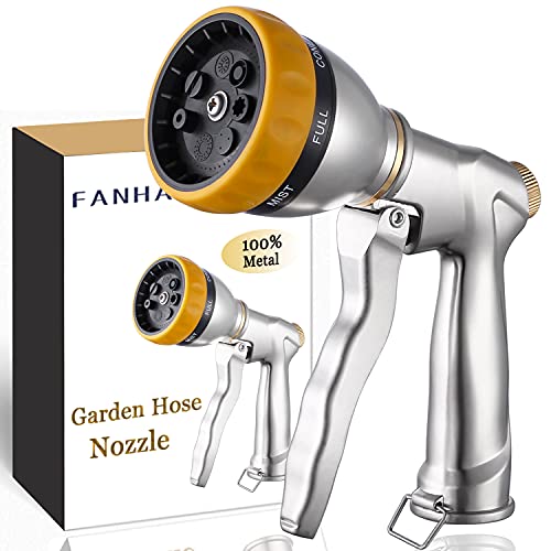 FANHAO Garden Hose Nozzle Heavy Duty, 100% Metal Spray Nozzle ...