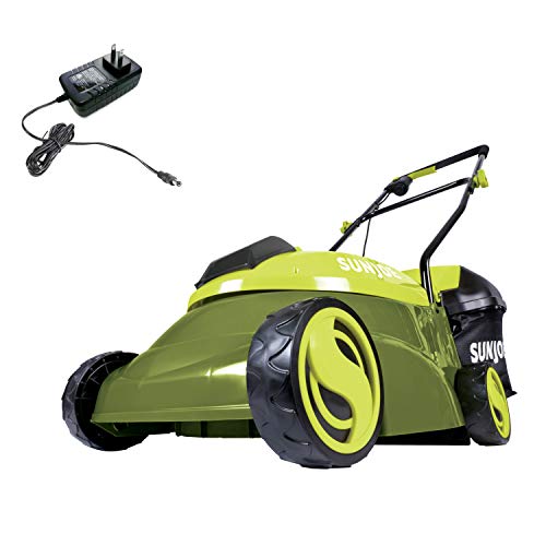 Sun Joe MJ401C 14-Inch 28-Volt Cordless Push Lawn Mower, w/10.6-Gallon ...
