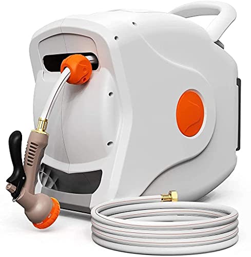 Garden Retractable Hose Reel, Any Length Lock, 100+6.7 FT 1/2inch,Automatic ...