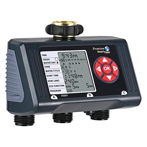 DEWENWILS Sprinkler Timer 3 Zone, Water Hose Garden Irrigation Timer ...