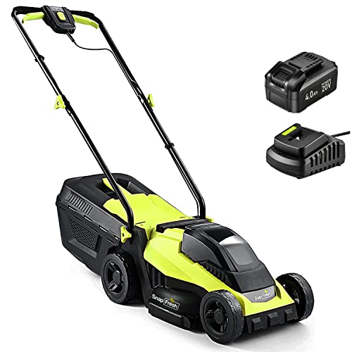 Cordless Lawn Mower, SnapFresh 14 in Brushless Electric Lawn Mower ...