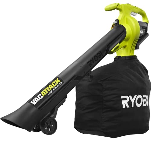 RYOBI 40-Volt VacAttack Lithium-Ion Cordless Leaf Vacuum Mulcher with Metal ...