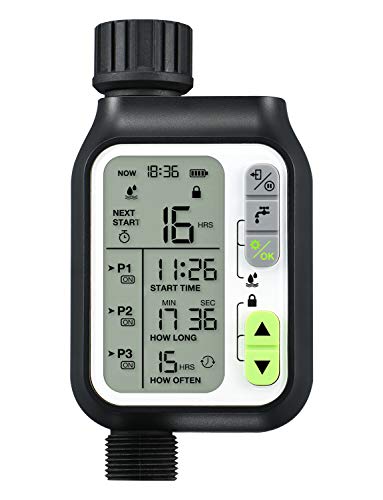 Water Timer, 3 Separate Watering Programs Sprinkler Timer with Rain ...