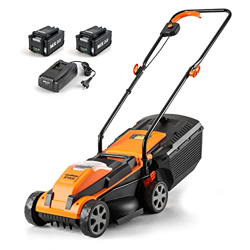 LawnMaster CLM2413A Cordless 13-Inch Lawn Mower 24V Max with 2X4.0Ah ...
