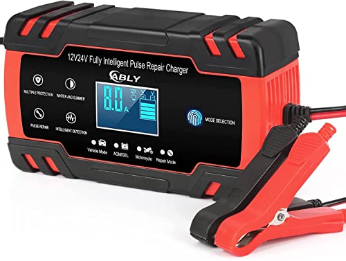 ABLY Car Battery Charger 12V/8A 24V/4A Automatic Smart Battery Charger/Maintainer ...