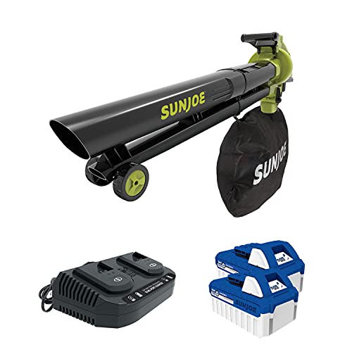 Sun Joe 24V-X2-BVM143 48-Volt 163-MPH 391-CFM Cordless Blower Vacuum Mulcher, ...
