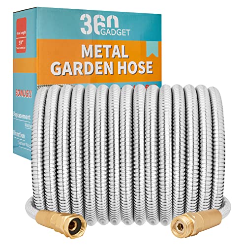 360Gadget Metal Garden Hose - 100ft Heavy Duty Stainless Steel ...