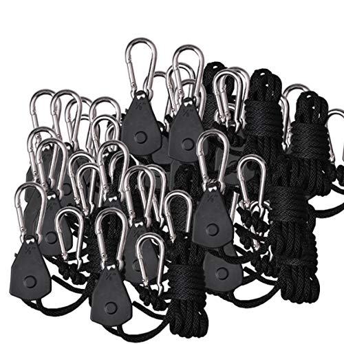 TopoGrow 48PCS/24 Pairs Adjustable Rope Hanger Ratchet Grow Light Hangers ...