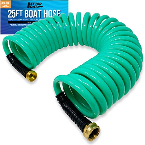 25FT Coiled Boat Hose | Coil Hose Water Hoses Expandable ...