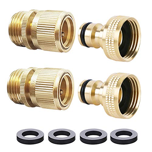 HQMPC Garden Hose Quick Connect Solid Brass Quick Connector Garden ...