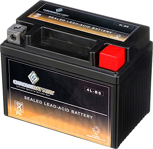 Chrome Battery YTX4L-BS Maintenance Free Replacement Battery for ATV, Motorcycle, ...