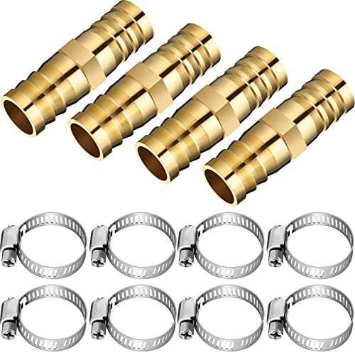 12 Pieces Hose Repair Connectors with Claps Brass Garden Hose ...