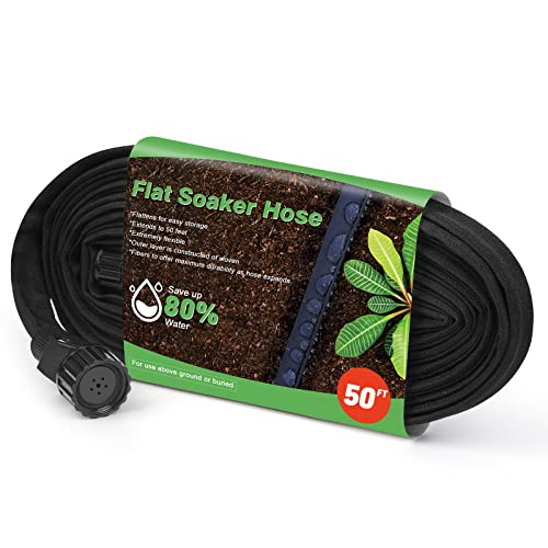 Flat Soaker Hose,Drip Hose for Garden Beds 50 ft Heavy ...