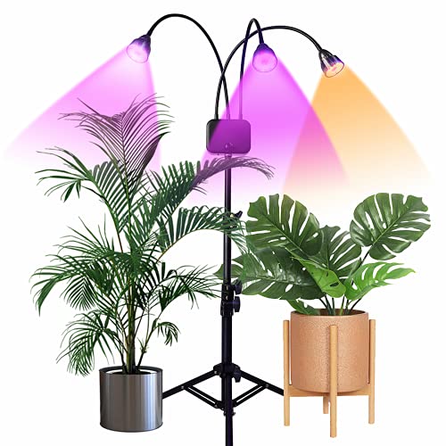 Grow Lights with Stand,Juhefa Full Spectrum Tri-Head 60W LED Floor ...