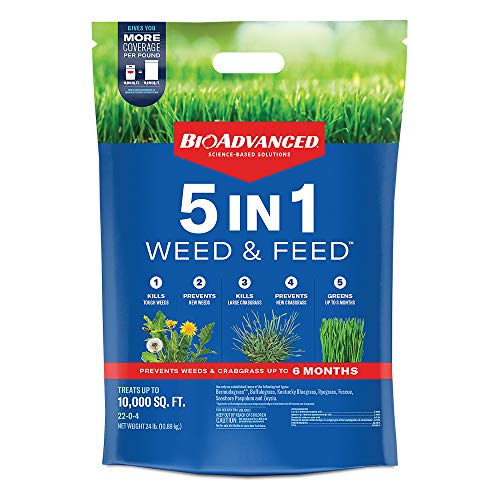 BioAdvanced 704865U 5 in 1 Weed and Feed Lawn Fertilizer ...