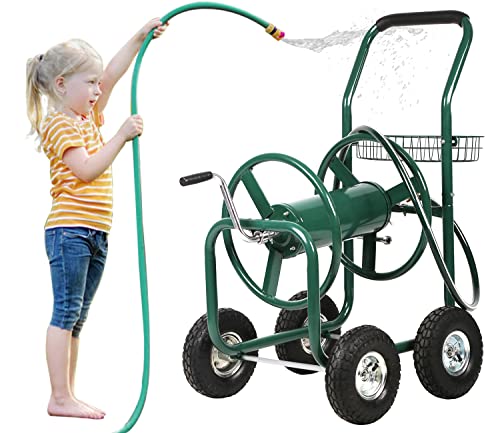 Garden Hose Reel Cart with Wheels for Outdoor, Yard Water ...