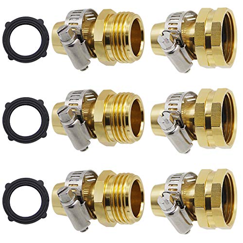 Triumpeek Garden Hose Repair Connector with Clamps, Set of 3 ...