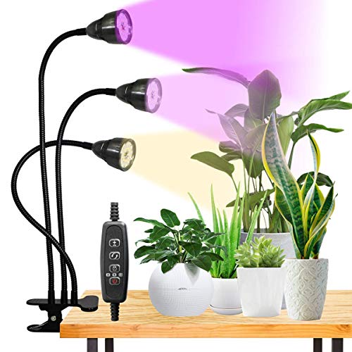 Plant Grow Light, Juhefa Tri-Head Desk Clip Plant Light Full ...