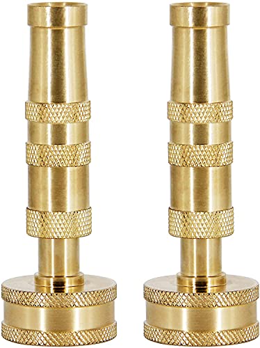 2 AquaPlumb Solid Brass Hose Nozzle, Heavy-Duty Brass Adjustable Twist ...