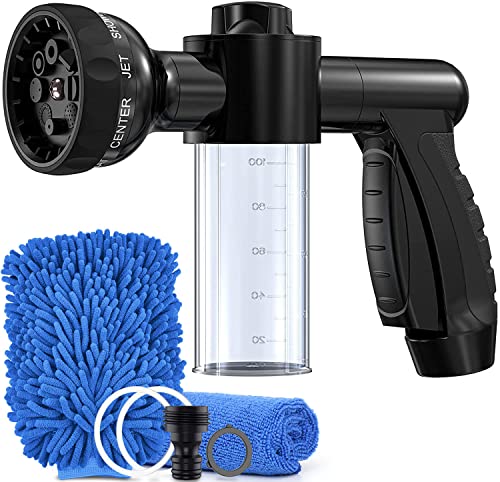 Garden Hose Nozzle, Yiebaels High Pressure Foam Sprayer 8 Spray ...