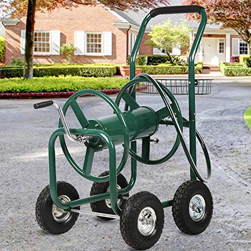 Garden Hose Reel Cart with Wheels, Holds 300-Feet of 5/8-Inch ...