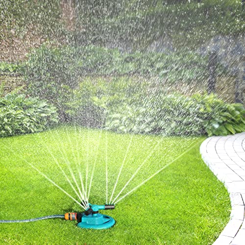 MZDWS Garden Sprinkler, Adjustable Rotating Lawn Sprinkler 360 Degree 3 ...