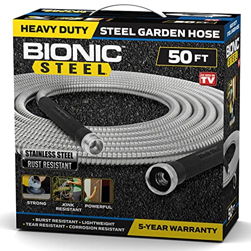 Bionic Steel 50 Foot Garden Hose 304 Stainless Steel Metal ...